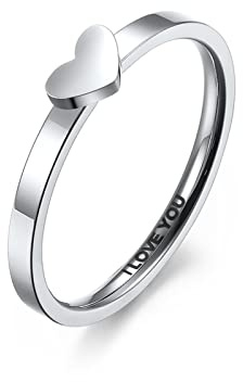Hoisy Ring für Damen Esprit, Ringe Damen Silber Herzförmiger Ausschnitt Silber Größe 60 Eheringe Antragsring für Frauen
