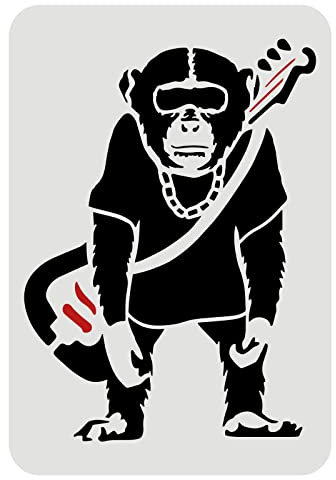 FINGERINSPIRE Banksy Schimpansen Schablone zum Malen 29,7x21cm Wiederverwendbare Orang Utan Zeichenschablone Affenmuster Schablone zum Malen auf Wand Fliesen Leinwand Möbeln und Papier
