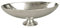 ETC dekorative elegante stimmungsvolle Aluminium-Deko-Schale auf Fuß oval schmal und lang (klein), Silber