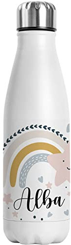 Genérico Botella personalizada Arcoiris con nombrereciclado 304 de 750 ml, botella deportiva, botella de acero inoxidable reciclado sin fugas, regalo personalizado libres de bpa