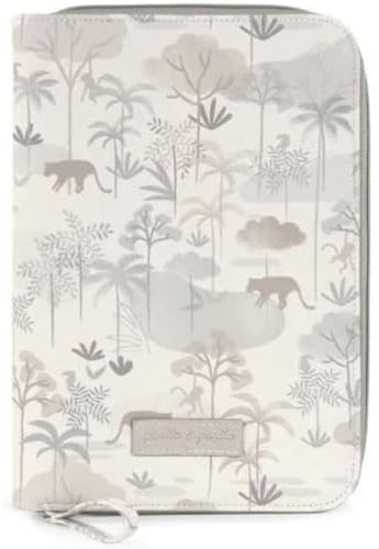 Pasito a pasito. Libro de Nacimiento Serengueti. Cómoda Funda para Archivar Documentos de Bebé con Bolsillos y Cremallera. Fabricado en Polipiel. Color Beige