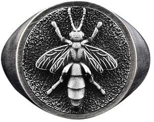 Bysilverstone Schmuck – Handgefertigter Siegelring Der Bienenkönigin, Ring Für Den Kleinen Finger Der Bienenkönigin Aus Sterlingsilber, Silberschmuck Der Quenn Bee, Geschenk Der Honigbiene, Gedenkgesc