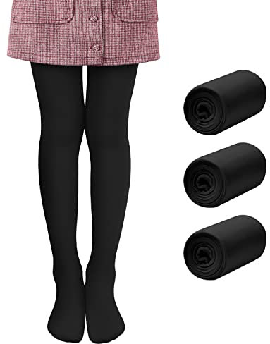Libella 3er Pack Ballett Strumpfhose für Mädchen Tanzstrumpfhose mit Fuß 80 DEN Blickdicht Mikrofaser Farbig 27251 Schwarz 158-164
