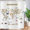 ASDCXZ Duschvorhang Lustig 180x180 cm, Weltkarte Nette Tiere Lustig Weiß Waschbar Textil Badezimmer Vorhänge Polyester Stoff Wasserdicht Duschvorhänge für Badewanne mit 12 Duschvorhang Hake