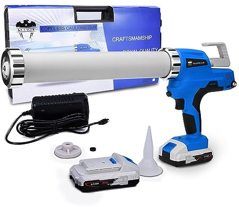 Pressa per cartucce a batteria, 6500 N, con 2 batterie da 21 V, 2 Ah, con caricatore e scatola, pistola elettrica a LED in silicone, 0 – 9 mm/s, regolabile in 6 livelli, 300 ml e 600 ml