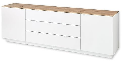 CORE TV-Sideboard in Weiß, Artisan Eiche Optik - Moderner Fernsehschrank mit Schubladen und viel Stauraum - 240 x 77 x 44 cm (B/H/T)