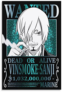 Generic Anime One Piece Wanted Poster Sanji Kunstdruck Wandbild Poster Dekorativ Modern Home Print Bild Kunstwerke 20 x 30 cm