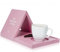 Dreieckiger Buchhalter, Buchablage mit Tassen- und Seitenhalter, Tablet- und Kindle-Ständer, Geschenke für Buchliebhaber (Rosa)