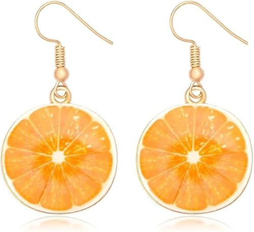 EHOTER Zitronen Obst Ohrringe Früchte Tropfen Orangenscheibe Acryl Baumeln Ohrringe Kreative Niedliche Anhänger Schmuck für Damen Frauen Mädchen Sommer Strand Alltag Hochzeit Geschenk (A)