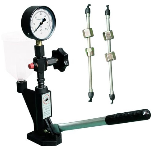 SUKITMISO 600 Bar Diesel Einspritzdüsen Tester, Einspritzdüse Prüfgeräte, Krafststoffdruckmesser, Einspritzdüsen Tester mit doppelter Skala, Injektor Prüfgerät mit Handhebel für Verschiedene Tests