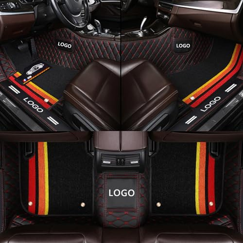 BeNsil Autoteppich Auto Fußmatten Auto Fußmatte Customize Personalisiert mit Auto Logo Für 99.99% Limousine SUV Sportwagen Männer Schutz Anti-Schlupf-Lederbodenfutter Alle Wetterautos Bodenmatten