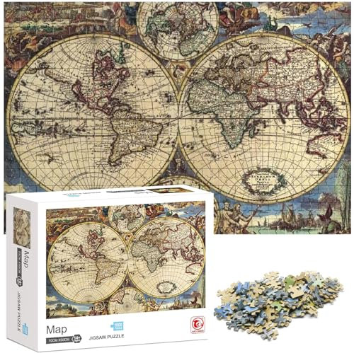 Ledeak Puzzle 1000 Piezas, 70x50 cm Rompecabezas Adultos Puzzle Imposible Panorámico, Juego Educativo y Estimulante Puzzles para Adultos y Niños a Partir de 14 Años (Mapa Antiguo)
