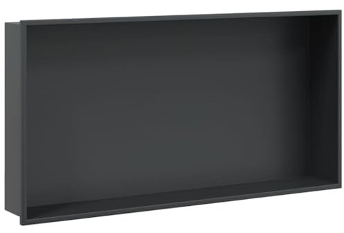 vidaXL Hornacina Ducha Acero Inoxidable Negro Mate 62x32x9 cm, hornacina de baño, hornacina en el baño, hornacina de Ducha de Acero Inoxidable