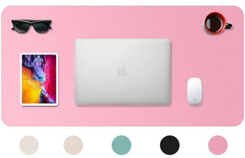 Zanfqvo Schreibtischunterlage 80x40cm - Mauspad XXL aus PU-Leder, Wasserdicht und rutschfest - Multifunktionales schreibunterlagen - tischunterlage für Büro/Home/Laptop (Rosa)