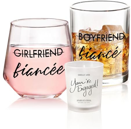 Engagement Gifts For Couples Gifts Whiskey Wine Glass Fiancee Fiance Gifts For Her Him Newly Engaged Couple Bride Groom To Be Gifts For Women Engagement Presents Anniversary Boyfriend Girlfriend Gifts