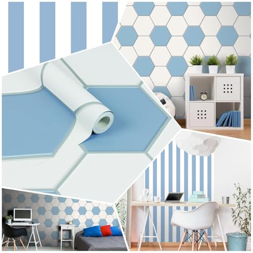WPE® City F.C Football Themed Wallpaper Kids Bedroom Football Fan Blue Wallpaper - Matching Plain Blue & White Stripe Wallpaper Available (Striped)