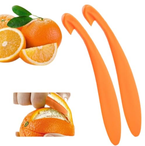 2 Pcs Citrus Peeler Set - Long Handle Fruit Tool for Oranges/Lemons/Grapefruits, Non-Slip Ergonomic Kitchen Gadget with Easy-Grip Design