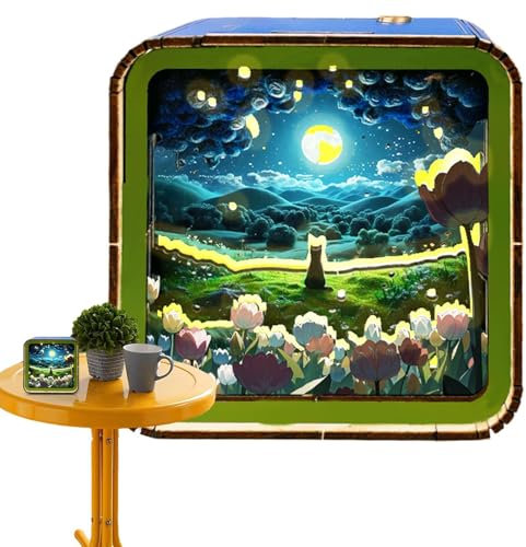Tyinerc Puzzles de Madera - Luz nocturna de Puzzles de Madera | Luz nocturna portátil de rompecabezas de paisaje - Luz nocturna rompecabezas de madera, decoración del hogar para dormitorio, sala de