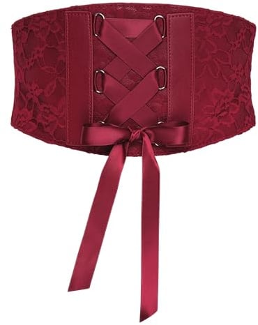 BlackButterfly Korsettgürtel Damen Spitze Satinband | 14 cm Breit, Blumenspitze, Schnürung Mit Schleife, Druckknöpfe, Taillenformer, Größen S-XXL, Steampunk