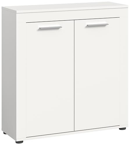 xonox.home Wohnzimmer Jam Highboard Hochkommode Wohnzimmerschrank Hochschrank Anrichte in weiß Melamin, ca.80x88x35 cm