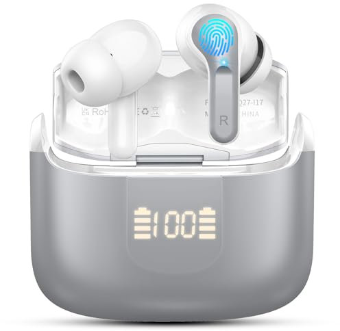 Wireless Earbuds, Bluetooth 5.3 Headphones 2024 Wireless Headphones in Ear, 4 ENC Noise Cancelling Mic Ear buds, 40H Deep Bass Wireless Earphones IP7 Waterproof Bluetooth Earphones USB-C, LED Display