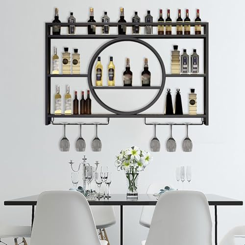 NGAMITSX Home Furnishings，wall Mounted Breakfast Bar Bar Shelves For Liquor Bottles For Fridge Drinks Rack Shelf Wall Mounted Gold(Size:140 * 15 * 80cm,Color:Black)