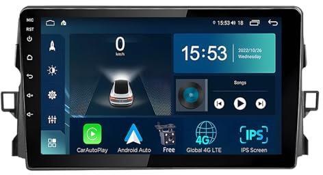 Android 14 Autoradio 2Din GPS Navi für Toyota Auris 2006-2011 9 Zoll Auto Bildschirm Radio mit Bluetooth 5.0 Carplay Android Auto WiFi 4G DSP SWC MIC+ AHD Rückfahrkamera(S-6(8G+128G))