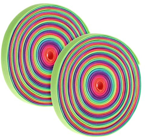 BOHUIZ 2 Rollen Gummitwist Kinder, 6 Meter Gummi Twist Hüpfgummi 1cm weit für Kinder Mädchen Junge ab 6, 7, 8, 9, 10 Jahre