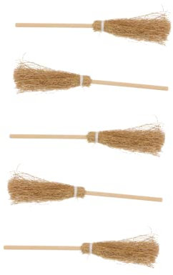TOYANDONA 5Piezas Adorno de Escoba de Bruja Natural para Decoración de Halloween Accesorio de Fiesta Escoba de Juncos Suministro de Festival