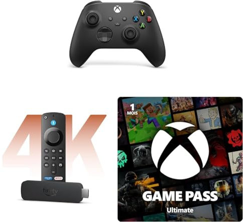 Amazon Fire TV Stick 4K + Manette Xbox Carbon Black + 1 Mois de Game Pass Ultimate