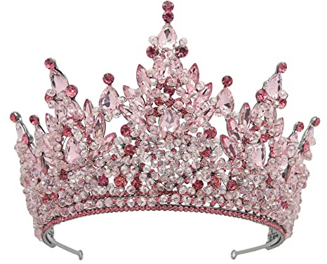 AITEKODVG Haarschmuck Krone Tiaras für Frauen Königin Kronen Miss Universe Bridal Tiara Frauen Luxusblau -Festzug Diadem Indisches Hochzeitshaarzubehör, rote Farbe