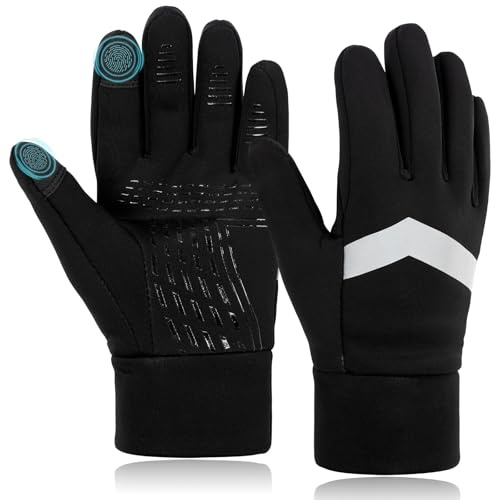 Kids Gloves Winter Waterproof Thermal Sports Gloves Anti-slip (Black, XL)
