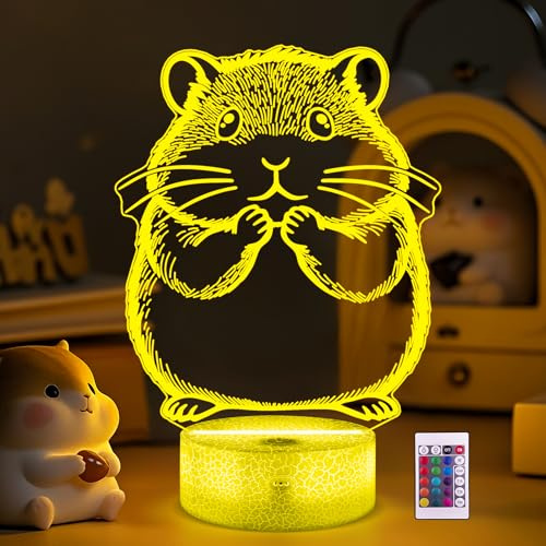 Ammonite Hamster Nachtlicht, 3D LED Lampe mit Fernbedienung, 16 Farbwechsel und Timer, Raumdekorationslicht, lebendige Umgebungsbeleuchtung, Geburtstags geschenk für Kinder und Erwachsene