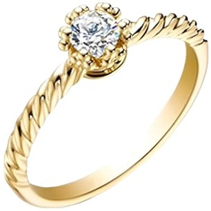 Damenring für Mittelfinger, Damenring In Rosegold 14K mit 0,1 Ct Diamant Größe 53 (16.9)