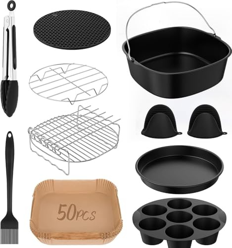 unbholkk 11 Stück Airfryer Zubehör, Heißluftfritteuse Zubehör Set für Philips Airfryer XXL,Ninja MAX PRO AF180EU,Cosori Turbo Tower Pro Smart 10,8L Double Stack, Cosori Airfryer