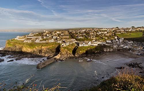 GLHUIOZ 500-teilige Puzzles für Erwachsene,große herausfordernde,schwierige,Geschenk für Geburtstag Heimdekoration England,Port Isaac,52x38cm