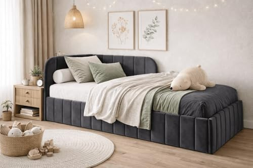 Bett Mario 120x200 cm, Metallrahmen, Oeko-Tex,, Graphit, Links
