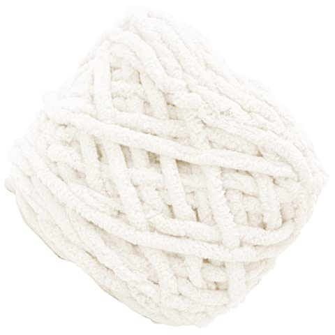 Ausla Thick Ice Strip Yarn Polyester Knitting Yarn 7 to 8 Mm Soft Hand Washable for Scarves Shawls Hats Cushions Crocheters and Hand Knitters (#1)