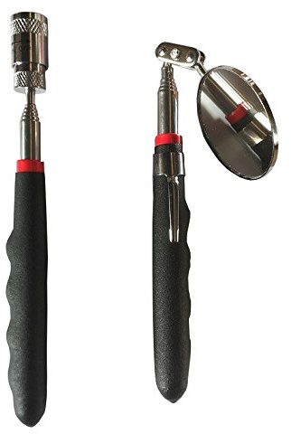 Pick up 2er Set Teleskop Werkzeugset LED Magnet Inspektionsspiegel Spiegel Heber (Magnet mit LED und Spiegel)