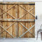 ABAKUHAUS Rustikal Duschvorhang, Holz-Holz-Tür Plank, Stoffliches Gewebe Badezimmerdekorationsset mit Haken, 175 x 180 cm, Braun