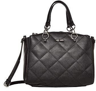 NINE WEST Damen Schwarz Einheitsgröße Einfarbig Satchel Leder Handtasche