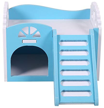 Sheens Doppeldecker-Hamsterhaus, Leicht zu reinigendes Nagertier-Versteck, für Hamster, Meerschweinchen, Chinchilla, Mäuse und Ratten, Blau