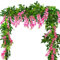 Yueshop 2x7FT Artificial Wisteria Vine Garland Plants Flowers Arts For Ceremony Home Wedding Decoration (Rose Red)