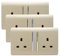 Trendi 2 Gang Artistic Modern Glossy 13 Amp Switched Tactile Plug Socket Champagne Gold (3 Pack)