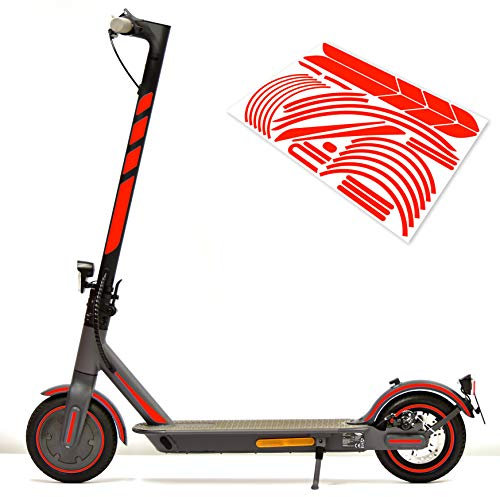 Aufkleber-Set (30-teilig) Sticker-Set auf 35x24cm Bogen geeignet für Doc-Green ESA 5000 1919 Xiaomi M365 E-Scooter (Neon-Rot (Rotorange))