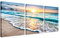 Tableau mural encadré à 3 panneaux avec vague de mer et coucher de soleil sur toile - Décoration pour la maison, le bureau, la peinture pour chambre à coucher, prête à accrocher 30.5 x 40.6 cm