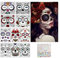 Herefun 10Stk Halloween Gesicht Temporäre Tattoos +1StkEdelsteinaufkleber, Tag der Toten Gesichtstattoo Schädel Totenkopf Schminken Aufkleber für Halloween Maskerade Fright Night Make-up Cosplay