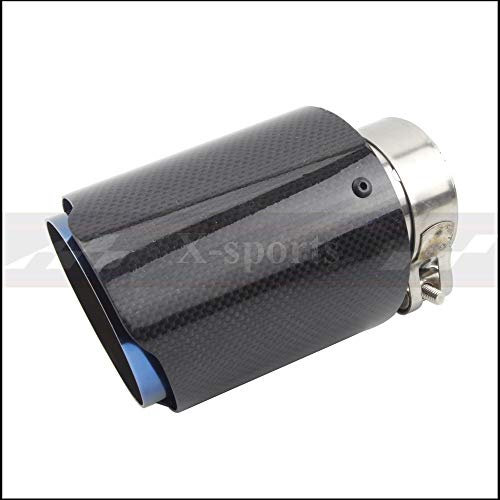 Auspuffblende Autokohle Faser glänzend Auspuffanlage Schalldämpfer Rohrspitze Gerade universelle blaue rostfreie Schalldämpfer Dekorationen for Akrapovic Auspuff Endrohr (Color : 77mm 114mm)