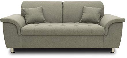 DOMO. collection Sofa Franzi, 2-Sitzer Couch, 2er Garnitur mit Nackenfunktion, Polstergarnitur 190 x 105 x 81 cm (BxTxH), grau-braun