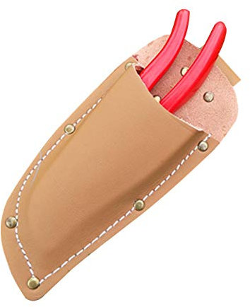 TGUS Funda de cuero para tijeras de poda, bolsa de jardinería para herramientas de tijeras, cubierta protectora de cuero, utilizada para tijeras de rama de frutas de jardín (tan)